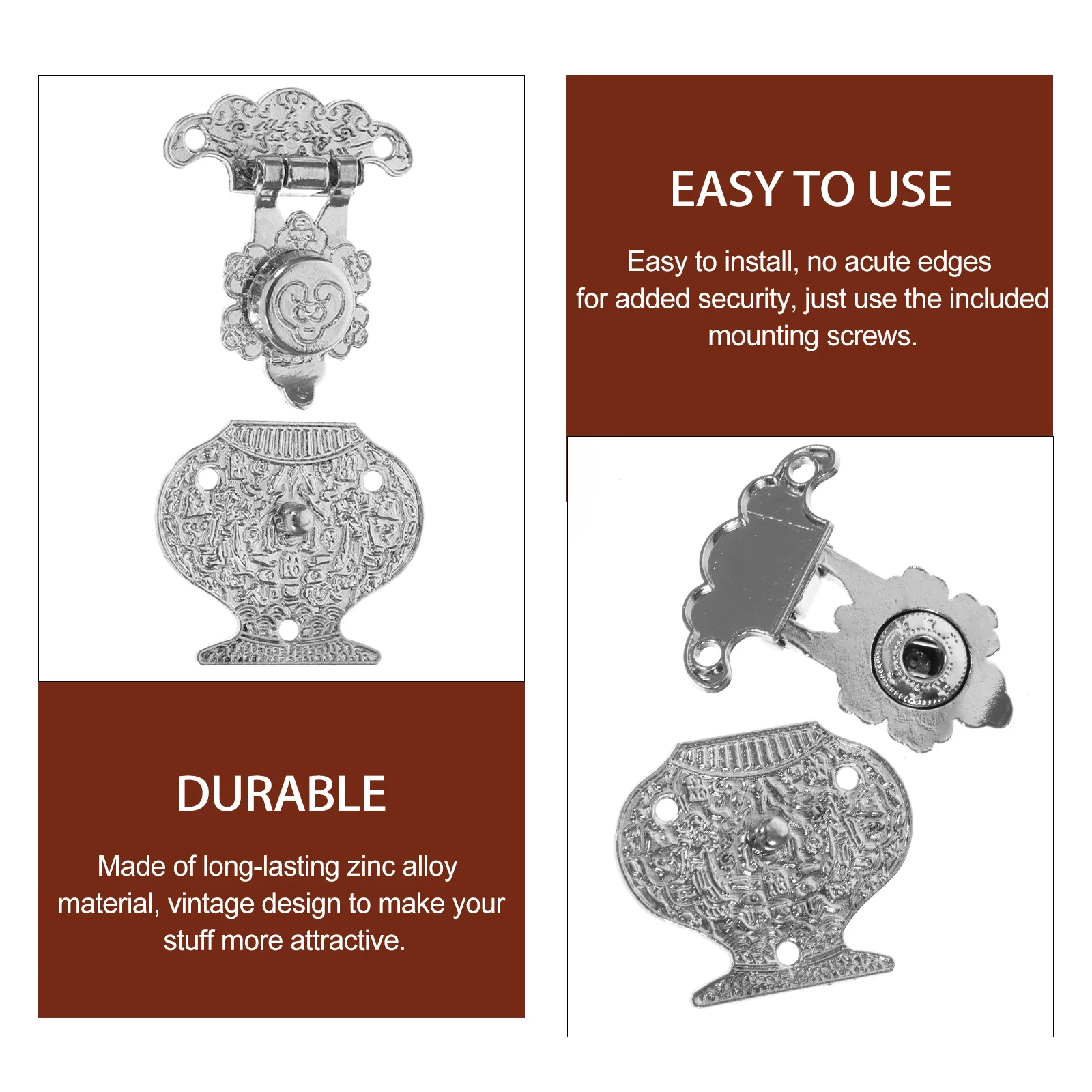 

10Pcs Vintage Rustic Cabinet Hasp Zinc Alloy Rustproof Latch Lock Wooden Box Jewelry Case Hasp Latch Replacement
