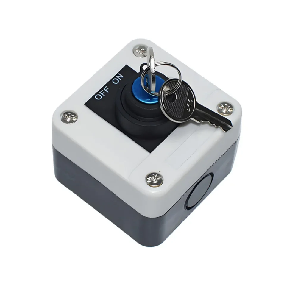 Two Position Key Rotary Switch Box 10A Waterproof Housing with Pre-Punched Knockouts for Secure Cable Management