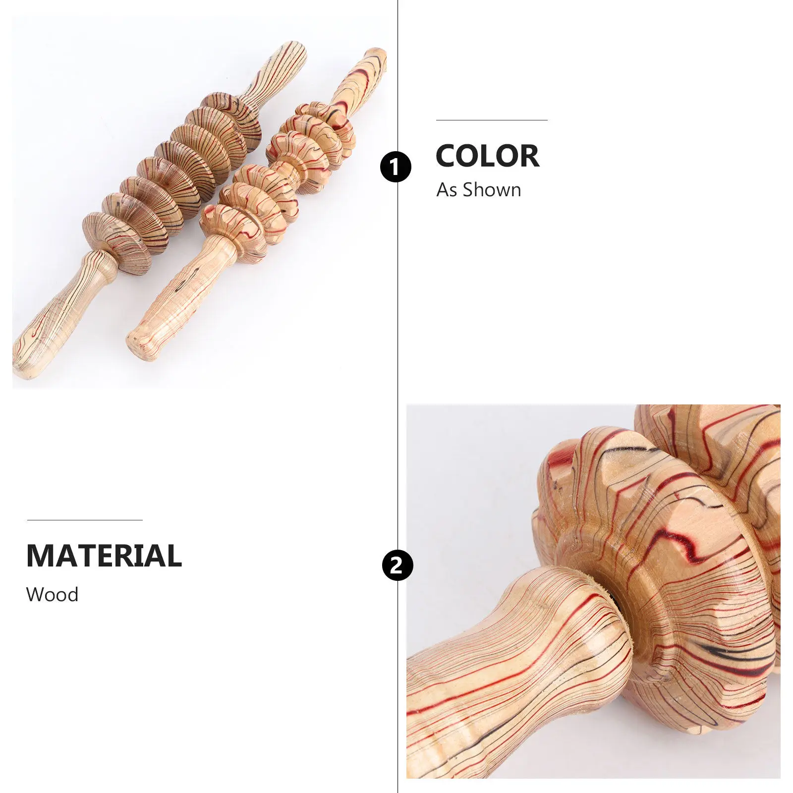 2pcs Wooden Abdominal Massager Massage Stick For Body Relaxation Muscle Roller Tool Manual Massager For Back Waist Legs Hips