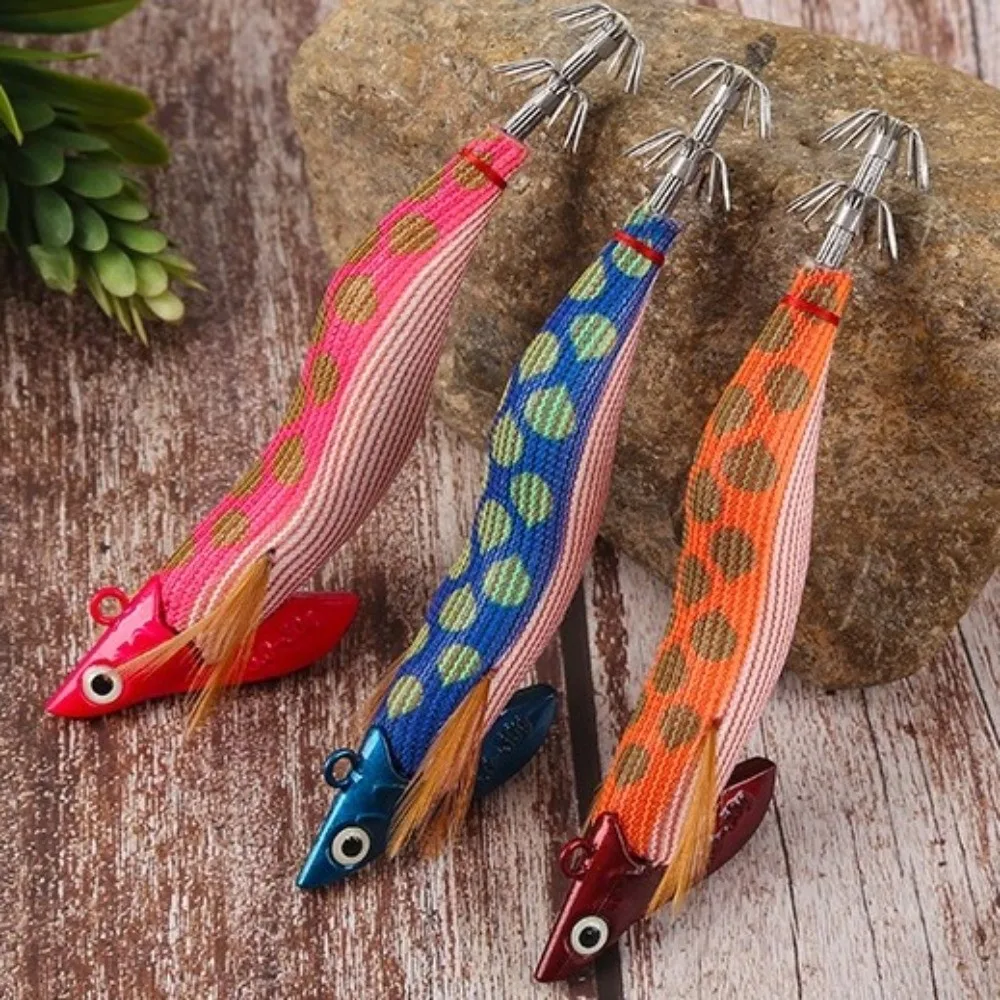 Egi 3.0 Hook Squid Bait Sycamore Wooden 30g Weight Artificial Lures Octopus Design Cuttlefish Shape Squid Hooks Coastal Fishing