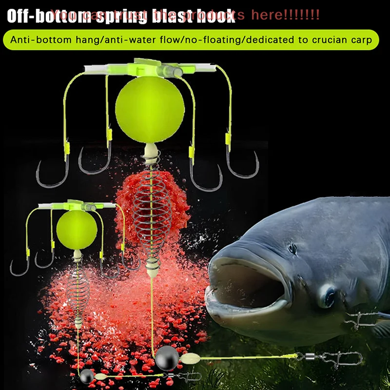 

1PC Fishing Bait Cage Carbon Steel String Hook Fishing Set Anti Winding Bait Cage Float Line Group Feeder Sinker Fishing Tackle