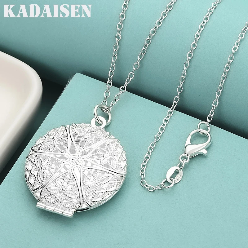 

Special Offer 925 Sterling Silver Fine Round Photo Frame Pendant Necklace For Women Christmas Gift Fashion Wedding Party Jewelry