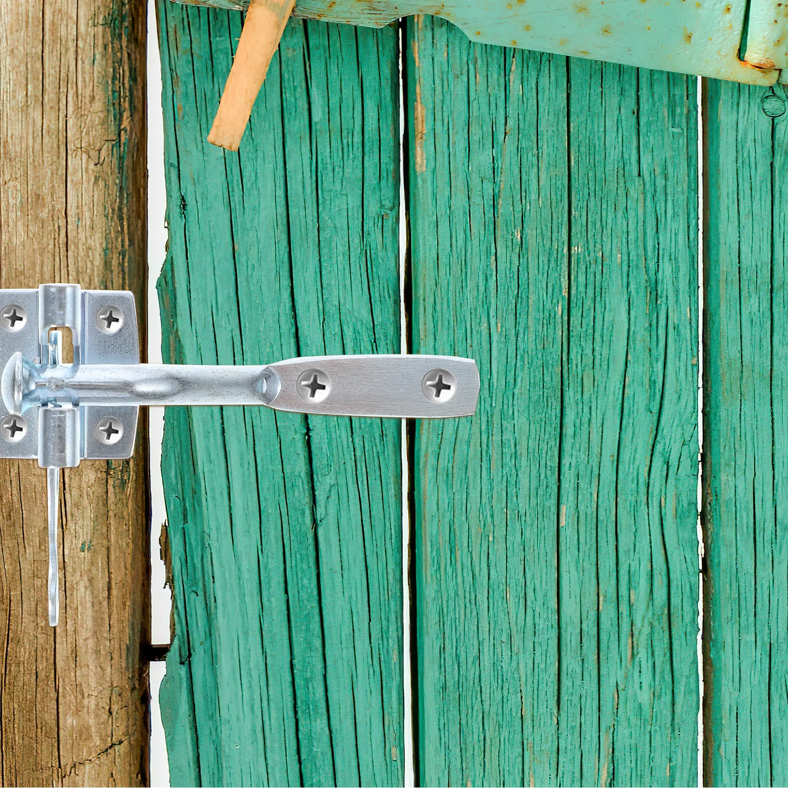 

Auto Locking Galvanized Carbon Steel Fence Farm Garden Door Lock Screws Included Easy Install Silver Heavy Duty Security Hasp