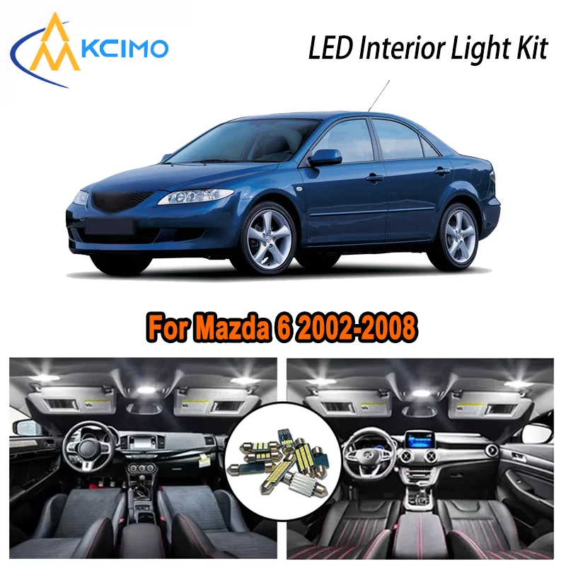 مجموعة داخلية LED عالية الجودة لمازدا 6 2002-2008 2003 2004 2005 2006 قسط خالية من الأخطاء قبة خريطة الجذع مصابيح السيارات