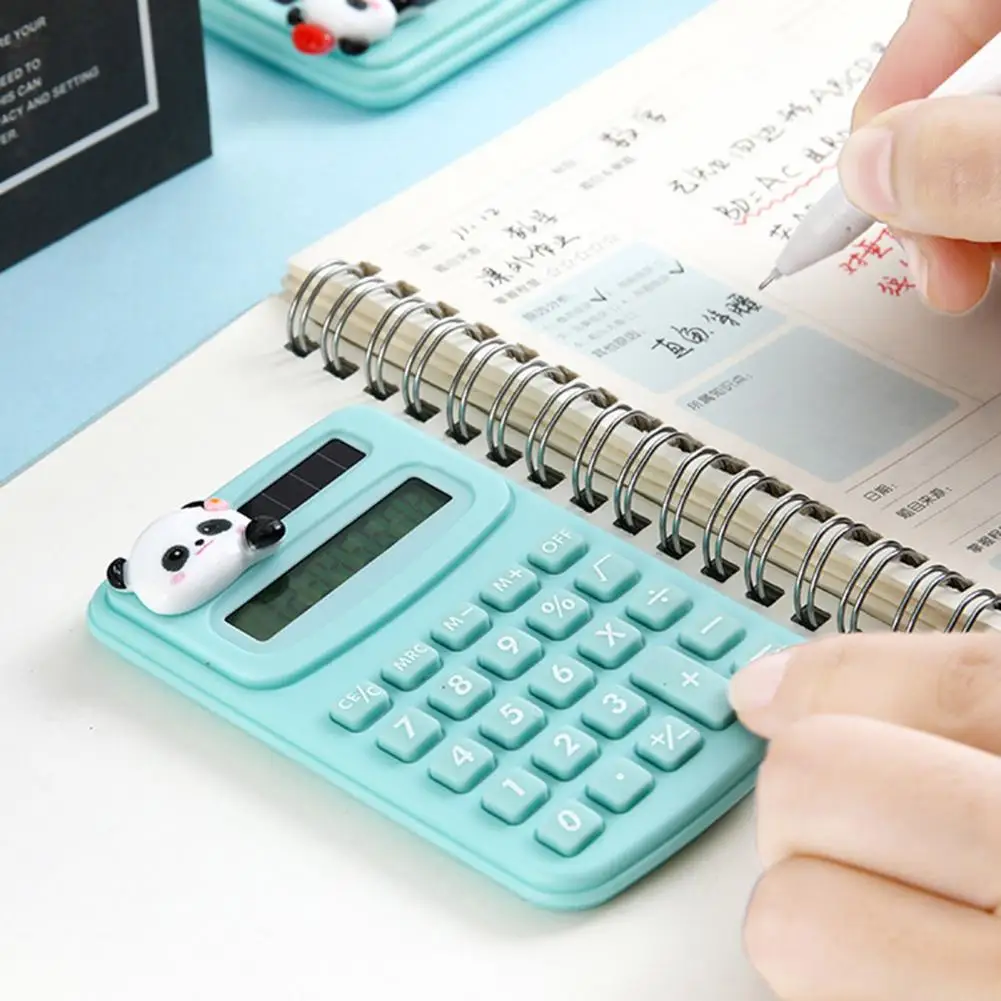 Детский мини-калькулятор панды, портативный мини-калькулятор панды с милым дизайном, пластиковые резиновые кнопки, легкий для офиса