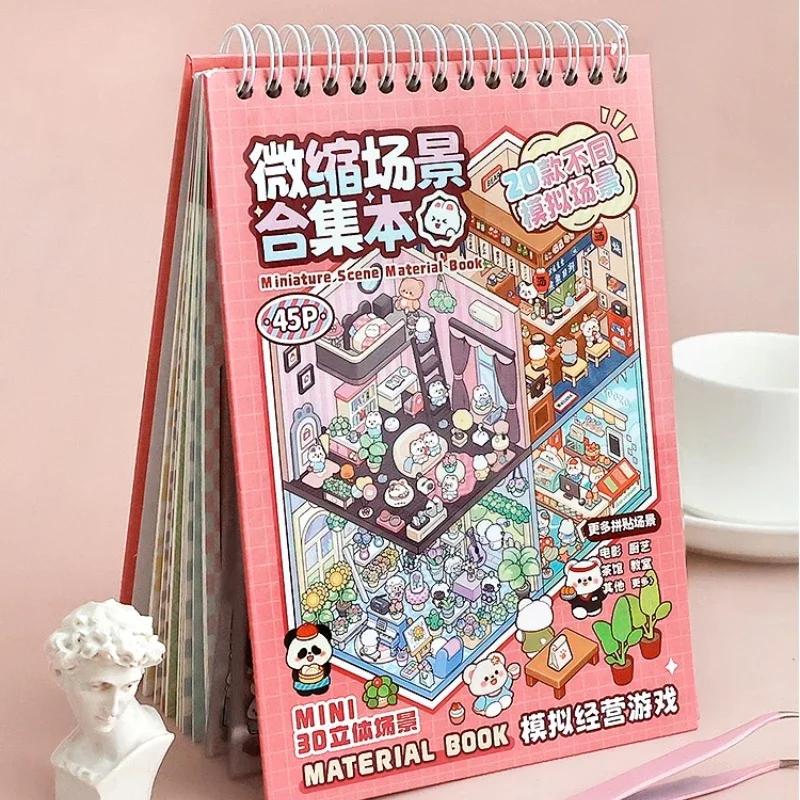 20 in 1 Cartoon Landscape Sticker Book Pocket Cabin Scene Stickers Gift for Kid Child