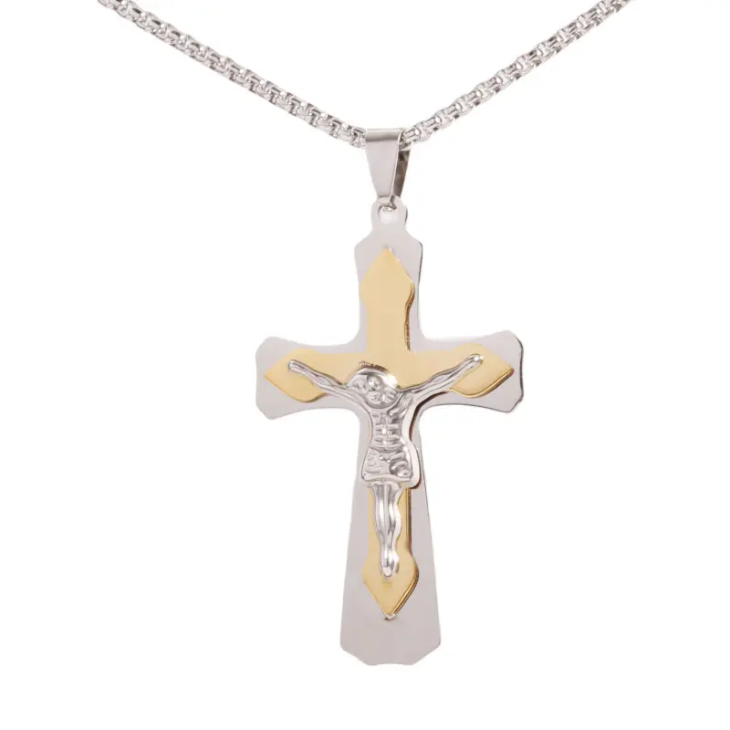 Men Women Classic Stainless Steel Good Friday Cross Pendant Necklace Prayer Amulet Jewelry Religious Pendants