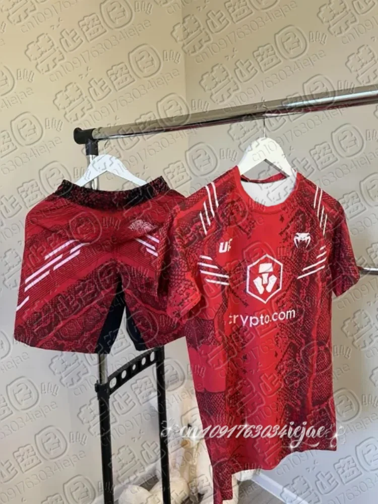 

UFC Top Warrior Islamic Makhachev Battle Event T-shirt Shorts Men Breathable Jersey Wrestling Running Sweat-absorbing Suit