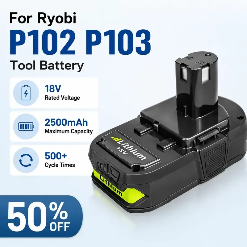 Suitable for replacing the lithium batteries of Ryobi 18V P102 and P103, power tool batteries.