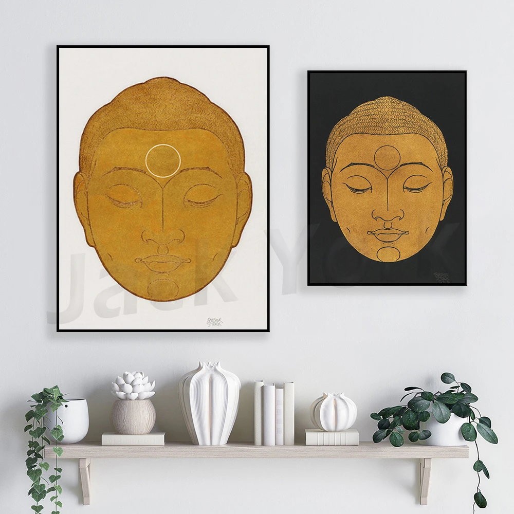 Vintage Buddha Print - Meditation, Black And Gold Buddha, Buddha Head Art, Reijer Stolk, Spiritual Decor, Mindfulness, Buddhism