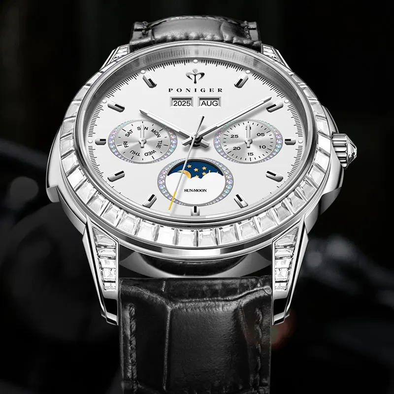 

PONIGER Watch For Man Top Luxury Casual Automatic Men's Watch Sapphire Glass Stainless Steel Case Waterproof Multifunction Clock