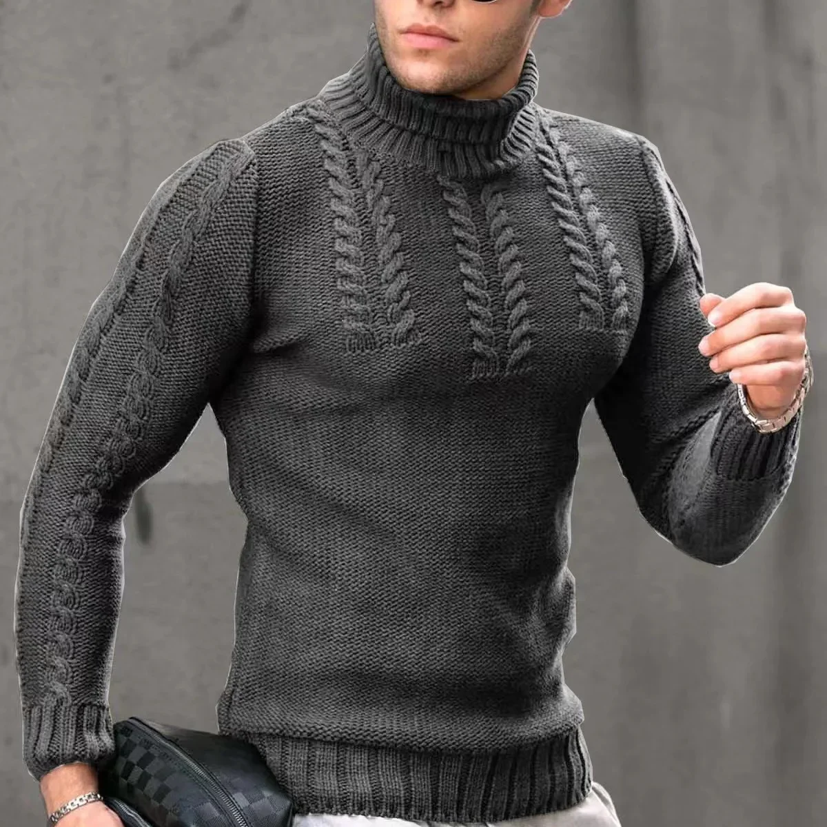 2024  Autumn Winter New Men's Warm Wool Sweaters Trade Vintage Korean Fashion Men Turtleneck Sweaters Casual Pullovers Oversize