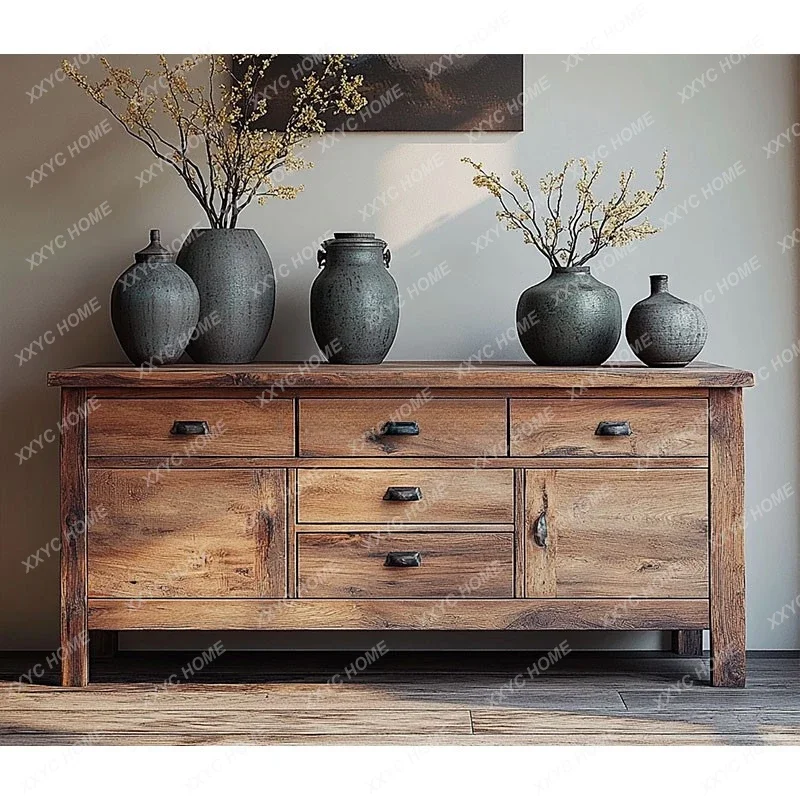 

Side cabinet coffee table living room light luxury solid wood simple modern storage
