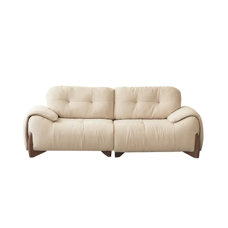 

North American black walnut Nordic solid wood fabric sofa cream wind straight row three-person removable and washable