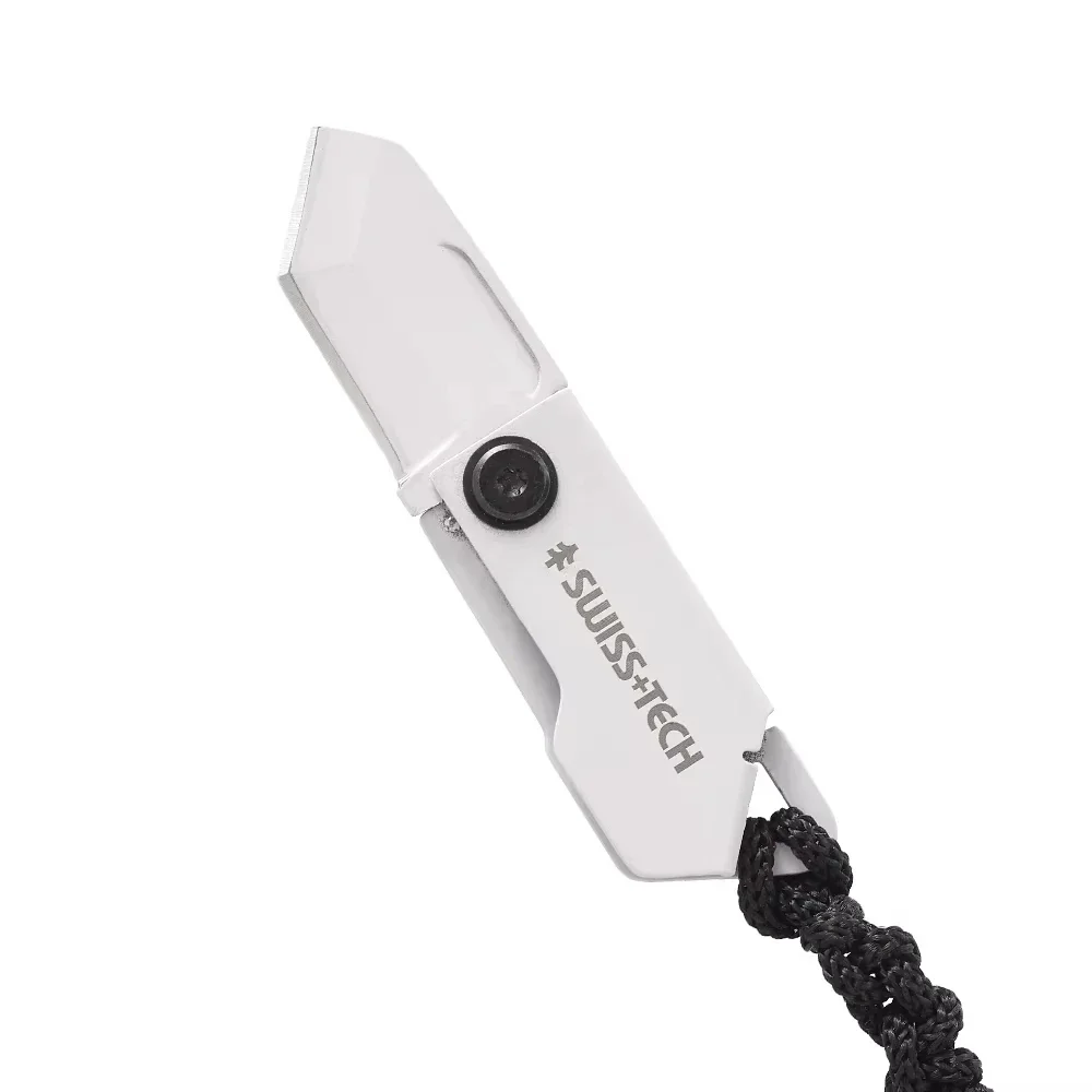 SWISS TECH Mini Zakmes Opvouwbaar Sleutelhanger Uitpakmes Outdoor EDC Messen Utility Box Cutter met Draagbaar Touwkoord