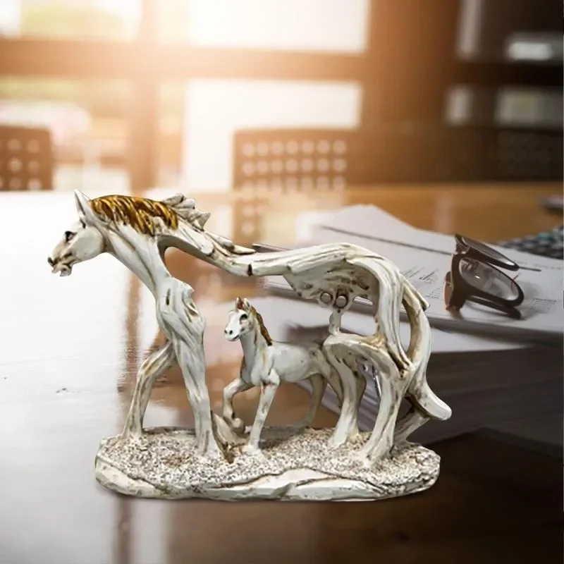 

Galloping Horse Desktop Figurine Gorgeous Artwork Micro Decor Standing Resin Horses Statue Office Desktop Bookshelf Decoration