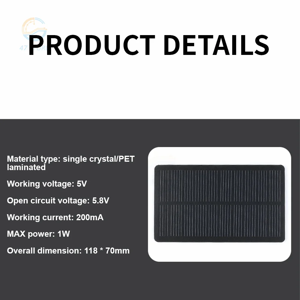 Solar Panel Monocrystalline Silicon Solar Laminate DIY Power Generation Panel Solar Street Lighting Power Generation Panel 1W 5V