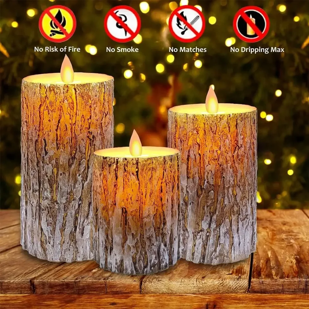 

Nice LED Candle Decor Light Flameless Real Wax Battery Operated Electronic Candles With Remote Control Flickering Pillar Bark Ca