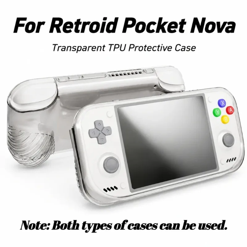 For Retroid Pocket NOVA Game Console Clear TPU Protective Case Slim One-Piece Shockproof Anti-Scratch Anti-Drop Precise Cutouts