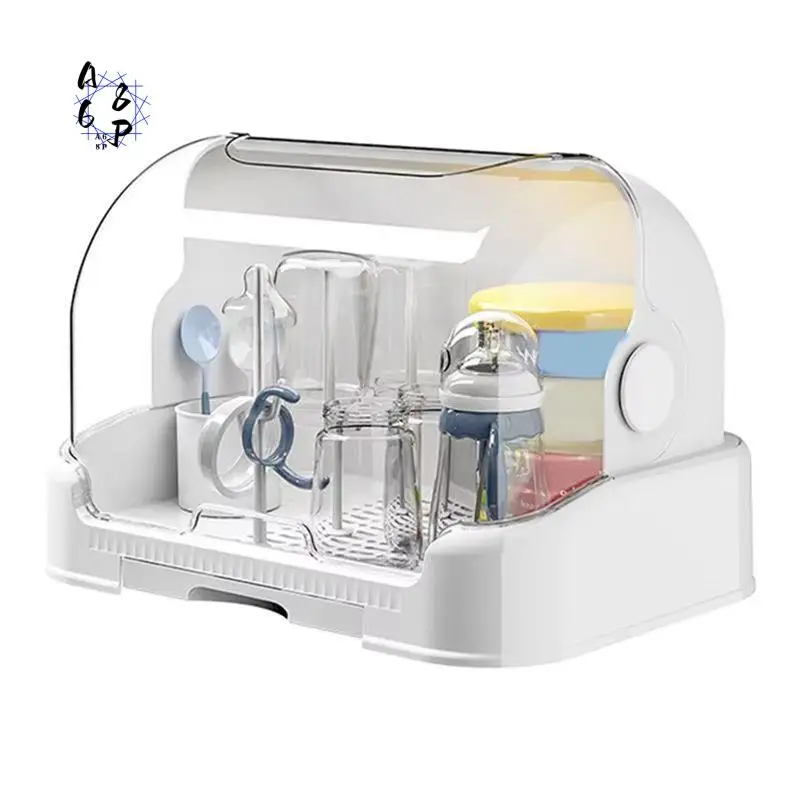 

A68P-Portable Baby Bottle Drying Rack With Dustproof Lid, Removable Drip Tray, And Compact Storage Design