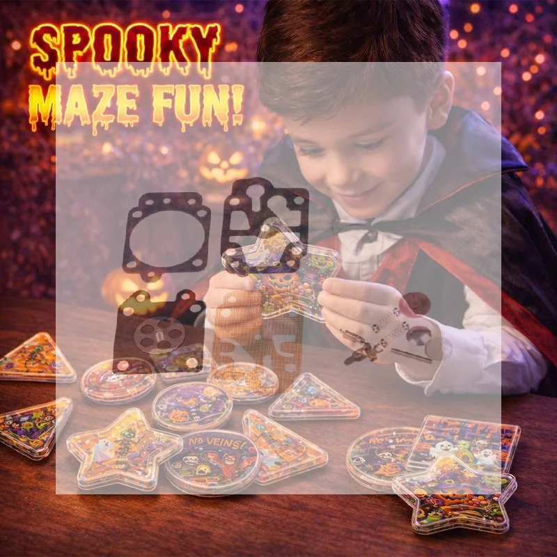 Halloween Kids Rolling Ball Maze Toys 10Pcs Pumpkin Ghost Handheld Puzzle Game for Kindergarten Activity Rewards