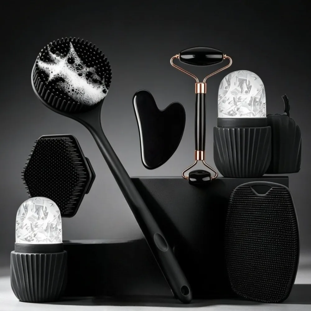 7/4/3Pcs Beauty Tools Silicone Face Cleansing Body Brush Roller Gua Sha Stone,Scalp Massager Shampoo Brush Face Skin Care Tools