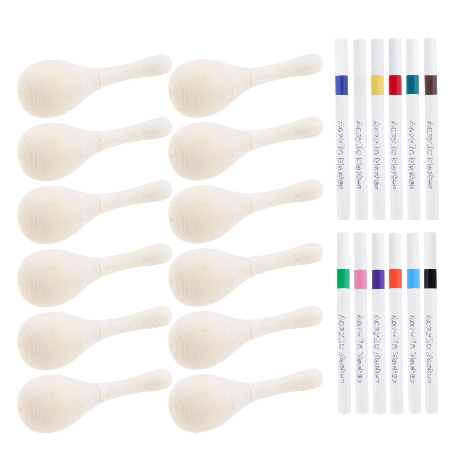 12 Buah Maracas Kayu Mini DIY  - Musical Instrument Diy For Kids ulasan dan harga