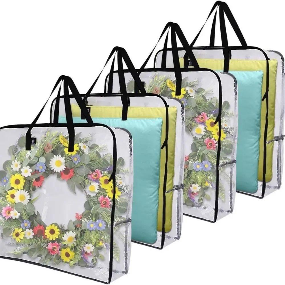 Large Capacity Christmas Wreath Storage Bag Waterproof Reusable Ornament Storage Bag Dustproof with Handle and Zipper