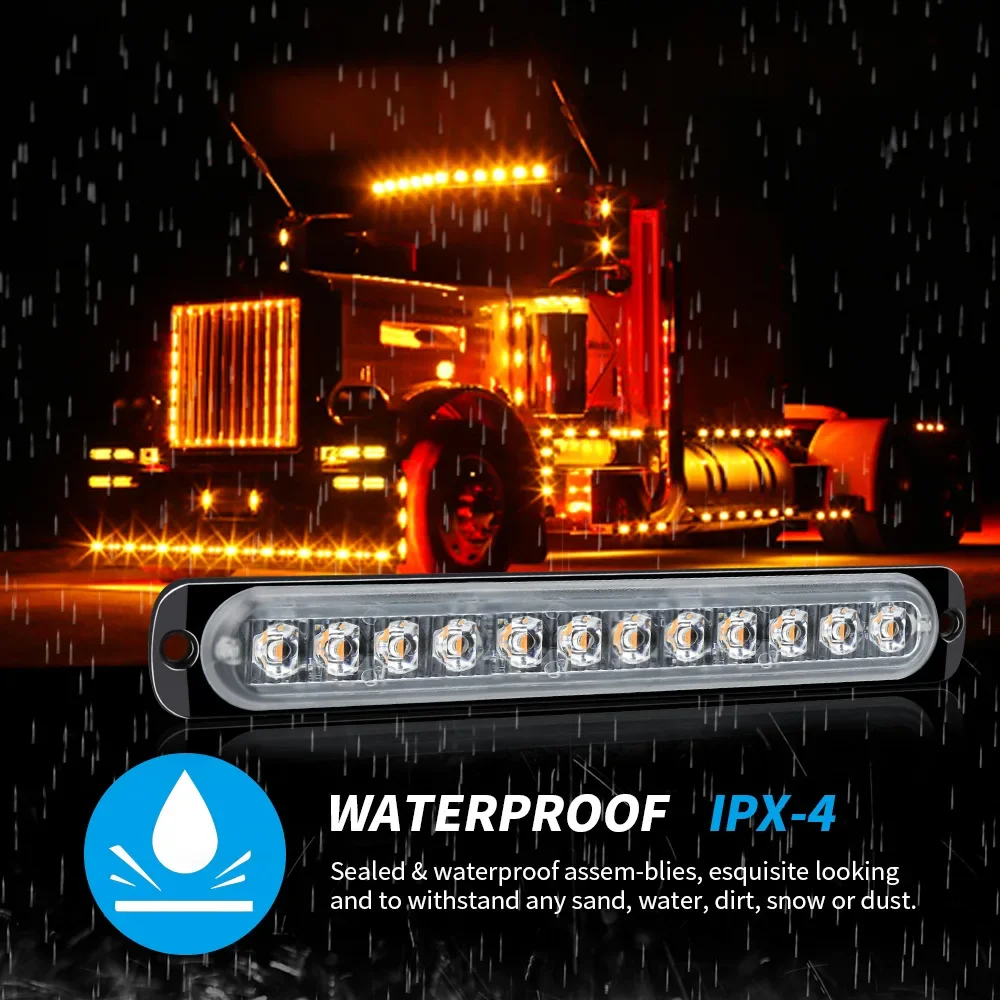 Truck truck side light ultra-thin side flash light 12LED strobe light signal warning light 12V-24V motorcycle