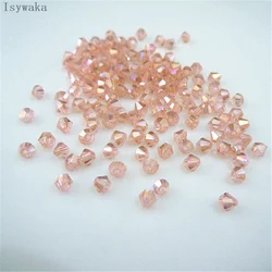 Isywaka Popular Sale Pink AB Color 100pcs 3mm Bicone Austria Crystal Beads Glass Beads Loose Spacer Bead for DIY Jewelry Making