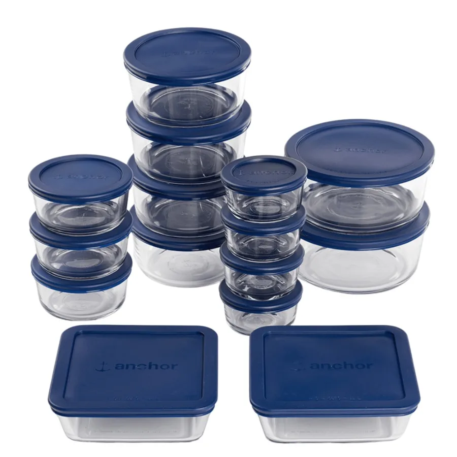 Glass Food Storage Containers with SnugFit Lids 30 Piece Set