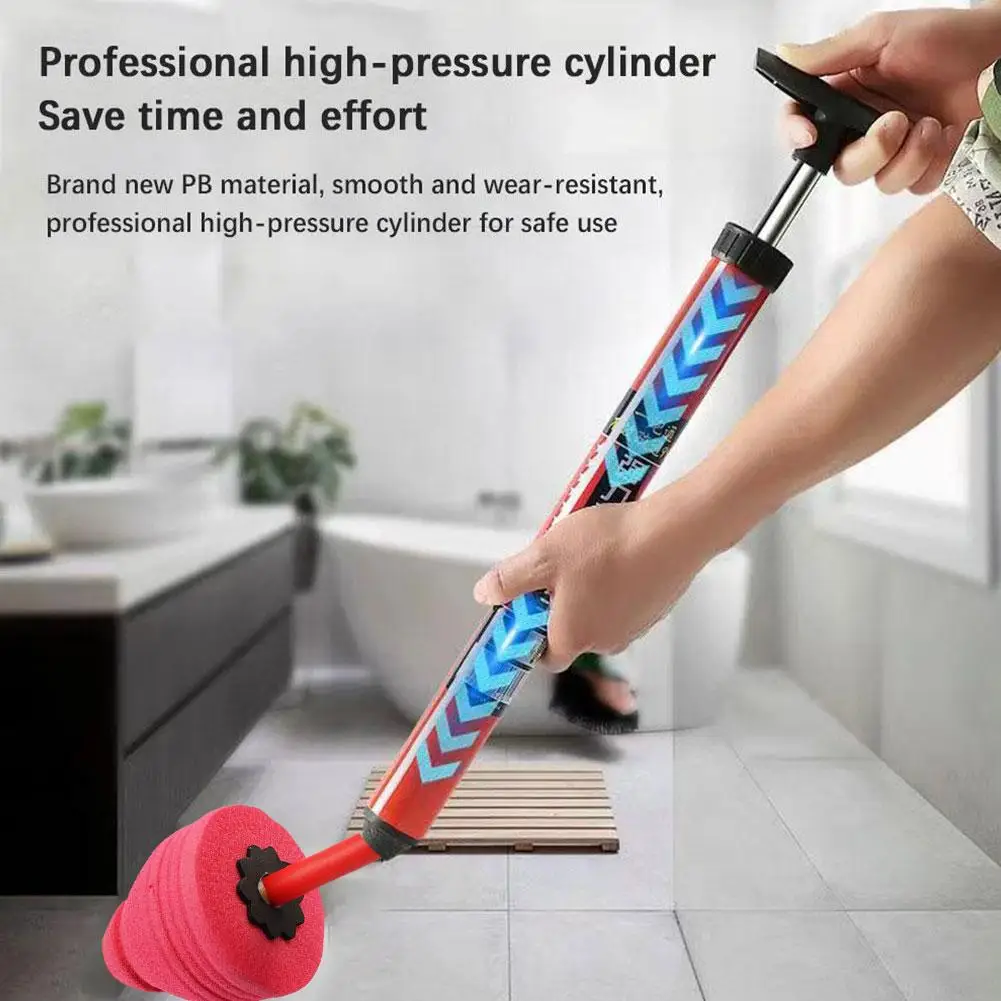 High Pressure Toilet Unblock One Shot Toilet Pipe Plunger Quickly Unblock Household Toilet Sewer Dredging Plunger 1Pcs