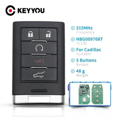KEYYOU For Cadillac SRX 2010 2011 2012 2013 2014 keyless Entry Car Key NBG009768T 5 Buttons Remote Car Key 315MHZ