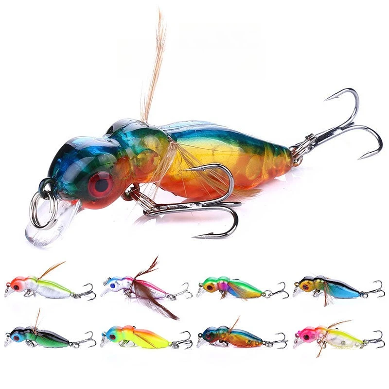

EASYFISH 1pcs 45mm 3.4g Hard Plastic Diving Cicada Insect Sea Fishing Tackle Flying Fishing Lures Jig Wobbler Grasshopper Popper