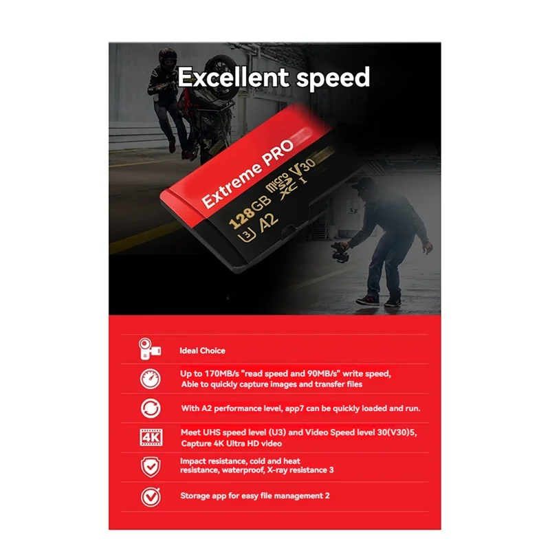 بطاقة ذاكرة ذات أداء مستقر 170 برميل/الثانية بطاقة Micro-Sd بطاقة فلاش UHS-1 بطاقة ذاكرة Microsd-SD