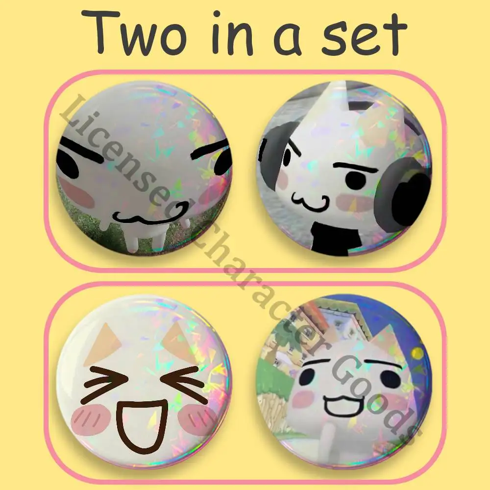 Printed Pins 2 piece set Couple Badges T-Toro I-Inoue Decorations Souvenir Collectibles 25 32 44 58 75 mm