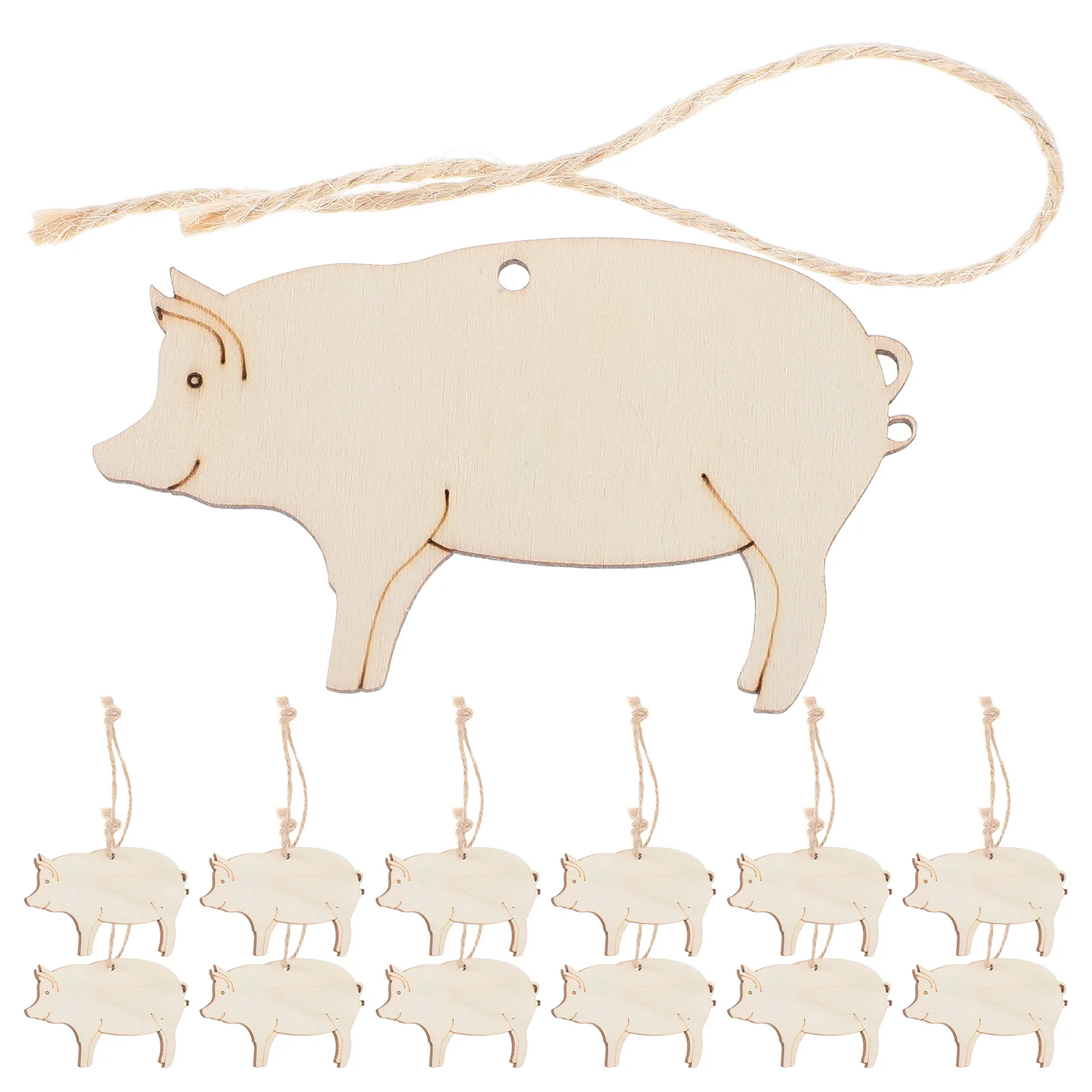 

30Sets Wooden Pig Shapes Blank Wood Pendants with Holes for Crafting DIY Home Decor Holiday Gift Tag Personalized Wood Slices