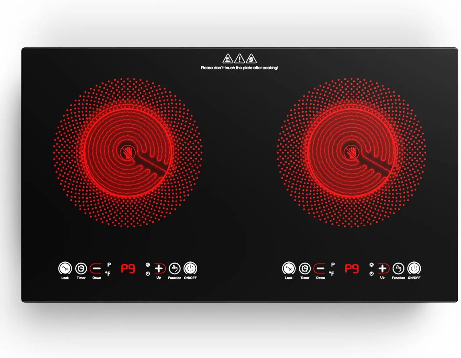 24 inch 2 Burner Electric Cooktop,Built-in and Countertop Electric Stove Top,2200W Electric Stove,9 Power Levels, Kids Lock & Ti