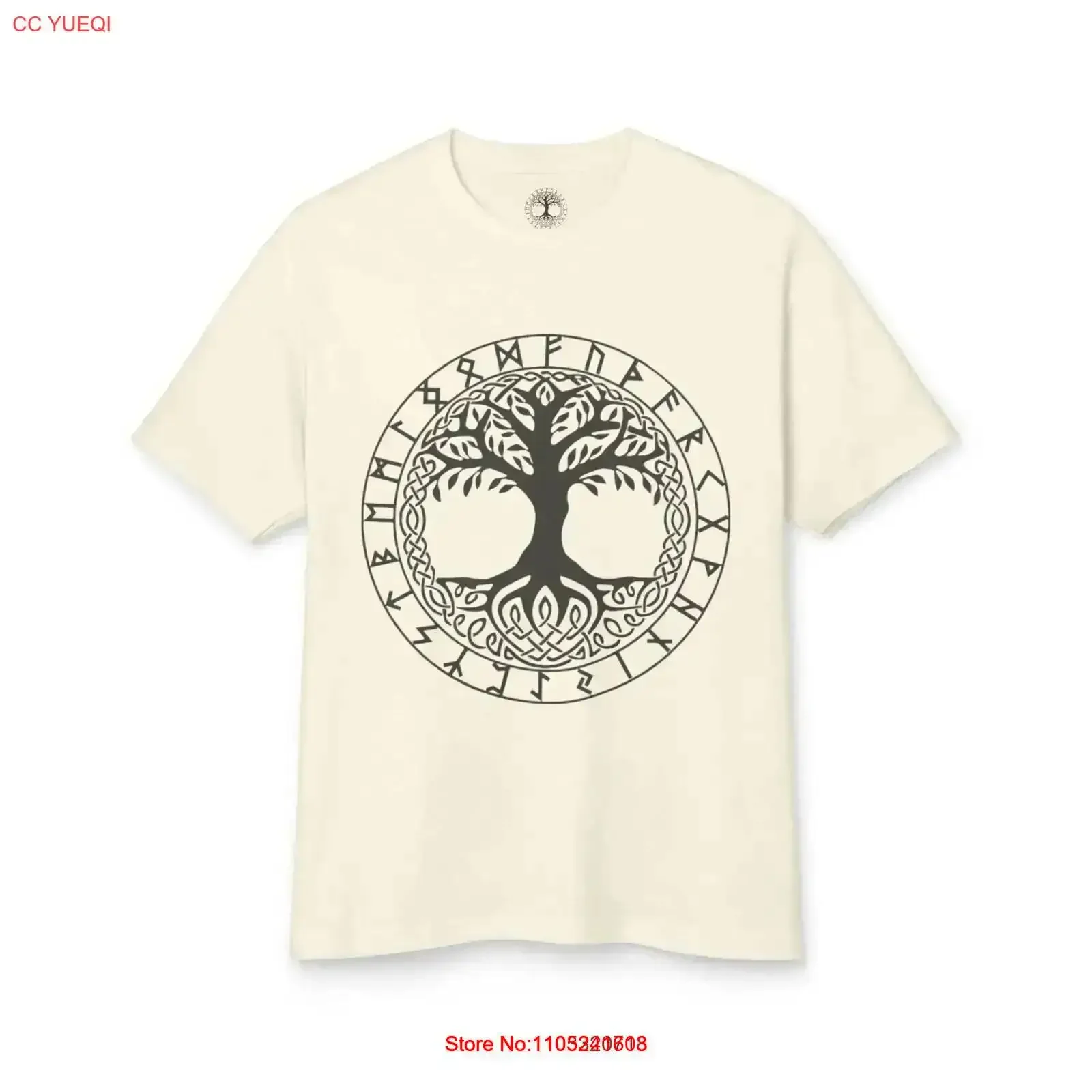 Yggdrasil Runes Tree of Life Garment Dyed Heavyweight Cotton T Shirt 5 Colors vintage Washed Soft Casual vintage Washed graphic