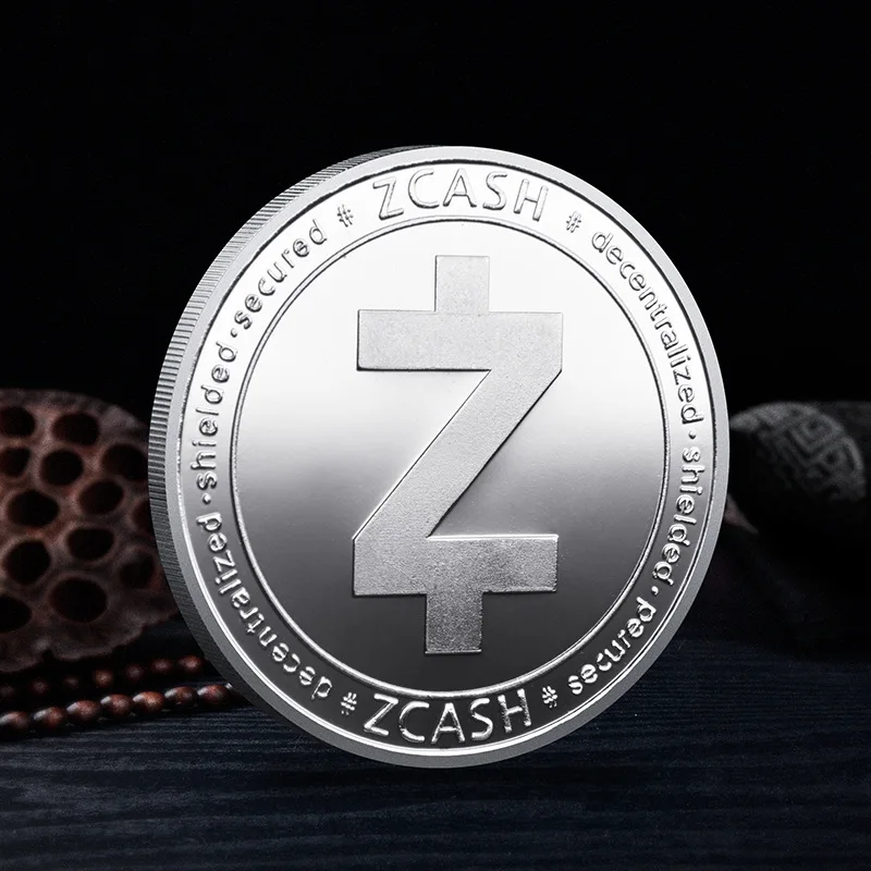 Zcash عملة ZEC عملة الذهب ، والفضة مطلي المعادن المادية تشفير Zcash عملة مع كيس من البلاستيك عملة تذكارية لجمع الفن