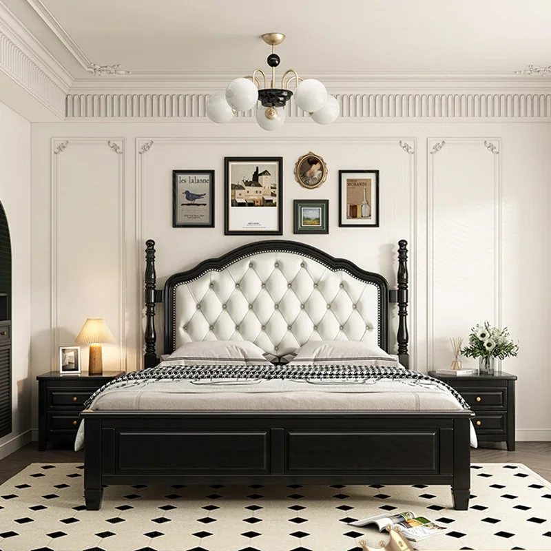 American Black Nordic Bed Pretty Low Profile French Style Bed Luxury Floor Camas Moderrnas Inteligentes Bedroom Furniture