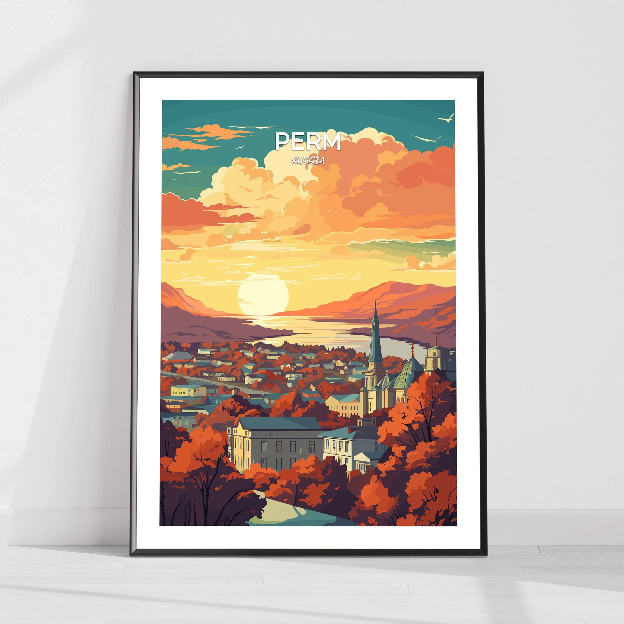 Perm Travel-Themed Printed Wall Decor,Minimalist Painting Art,Modern Poster Illustrations,Russian