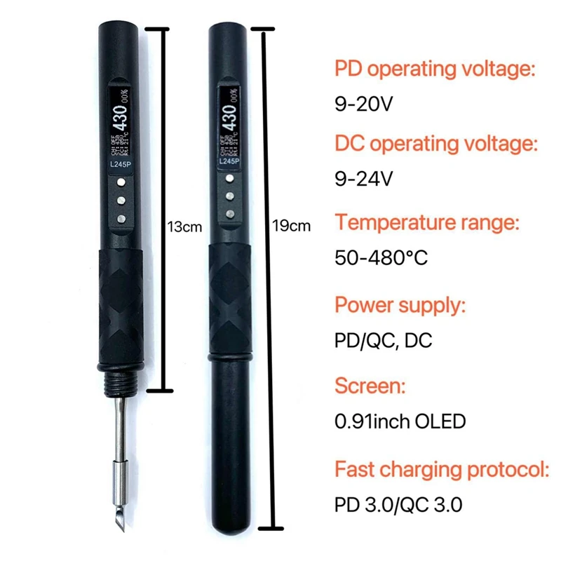 Imagem -06 - Ferro de Solda Elétrico Portátil L245p pd 65w dc 90w Suporta qc Jbc245 Reparos Elétricos Diy