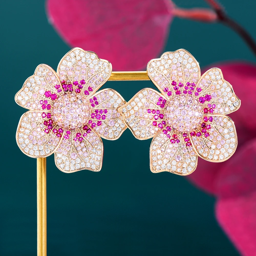 

SisCathy Luxury Fashion Zirconia Flower Stud Earrings for Women Fashion Beautiful Drop Earring Jewelry pendientes mujer moda