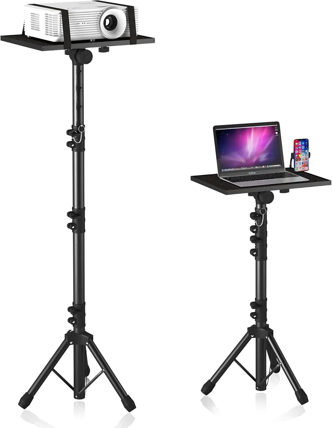 

Adjustable Projector Stand Tripod with Phone Holder, Height 23.5-63.5in for Office Home Studio Use