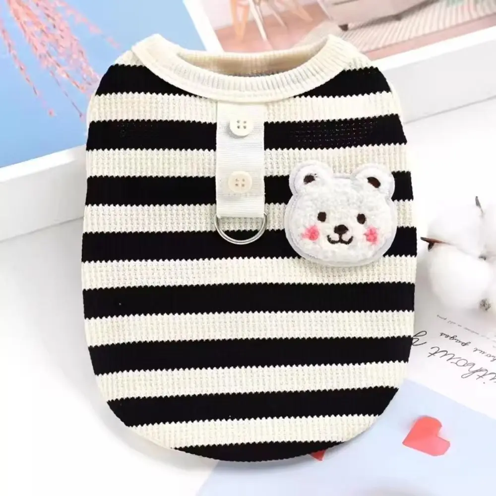 Pet Coverall Cute Pets Dog Clothes Small Bear Print with Lea