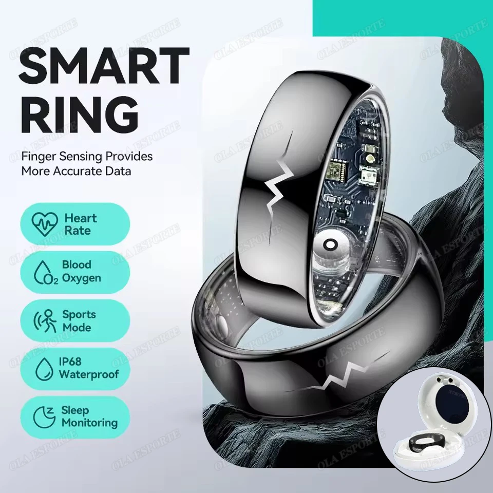 New ECG Monitor Smart Ring 2025 Heart Rate Blood Oxygen Health Monitoring Multi-sport Mode Temperature 3ATM Waterproof Smartring