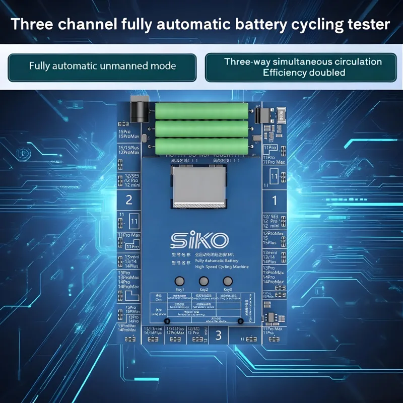 3-channel Independent Battery Cycle Tester 5A High Current Support IPhone 11-15 Pro Max Ultra-fast Charge And Discharge Analysis