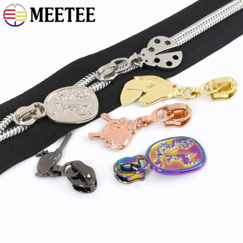 5/10/20Pcs Meetee 5# Zipper Sliders for Nylon Zippers Tapes Bag Jacket Zip Pull Head Sewing Closure Clothes Zips Limiter Repair