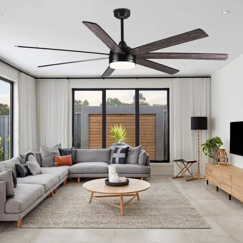 Ceiling Fan with Light Outdoor Ceiling Fan Dimmable with Pull-down Rod Suitable for Bedroom Living Room Terrace